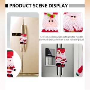 2 Sets of 2 Festive Santa Refrigerator Handle Covers